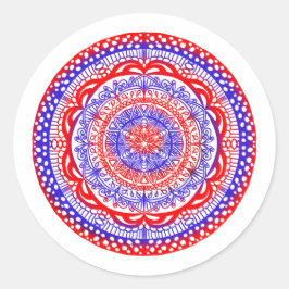 Rot-Blau-Mandala-Aufkleber Runder Aufkleber