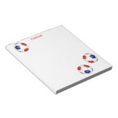 Rot-Blau-Mannschaftsfarben Fußballbälle personalis Notizblock (angewinkelt)