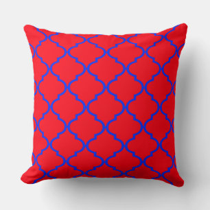 Rot-Blau-marokkanisches Quatrefolienmuster-Muster  Kissen