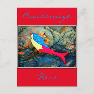 Rot-Blau-Meerjungfrau Postkarte