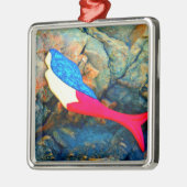 Rot-Blau-Meerjungfrau Silbernes Ornament (Links)