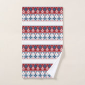 Rot-Blau-Ornament Badhandtuch Set (Handtuch)