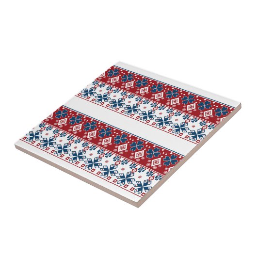 Rot-Blau-Ornament Fliese (Seite)