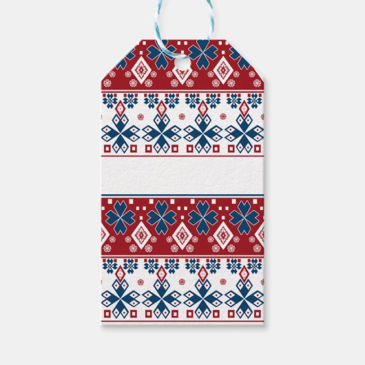 Rot-Blau-Ornament Geschenkanhänger (Vorderseite)