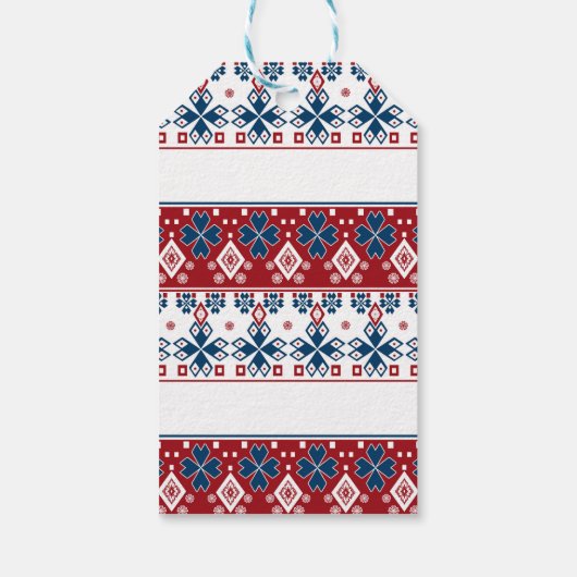 Rot-Blau-Ornament Geschenkanhänger (Rückseite)