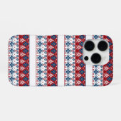 Rot-Blau-Ornament iPhone Hülle (Rückseite (Horizontal))