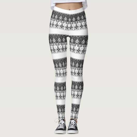 Rot-Blau-Ornament Leggings (Vorderseite)