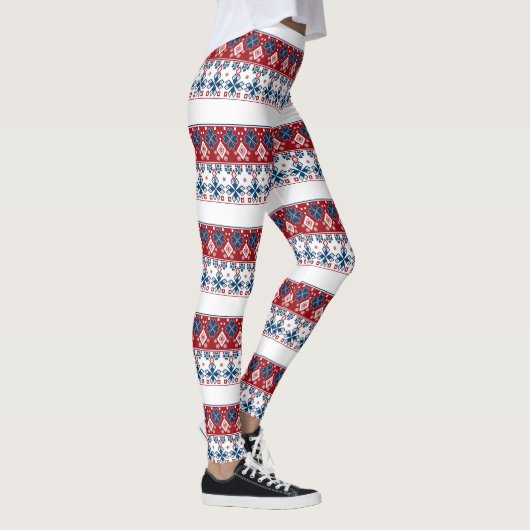 Rot-Blau-Ornament Leggings (Rechts)