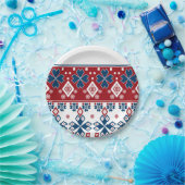 Rot-Blau-Ornament Pappteller (Party)