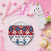 Rot-Blau-Ornament Pappteller (Party)