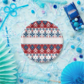 Rot-Blau-Ornament Pappteller (Party)