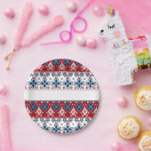 Rot-Blau-Ornament Pappteller (Party)