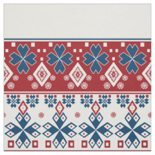 Rot-Blau-Ornament Stoff