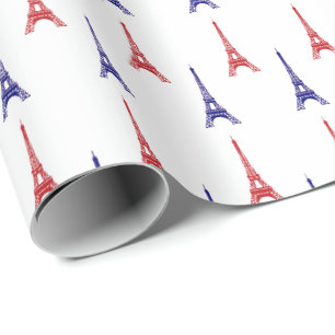 Rot Blau Paris Geschenkpapier Wrap Frankreich