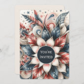 Rot-Blau-Party Einladung (Vorne/Hinten)