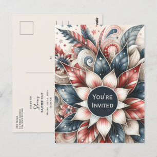 Rot-Blau-Party Einladung Postkarte