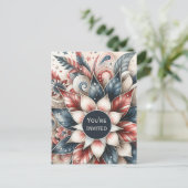 Rot-Blau-Party Einladung Postkarte (Stehend Vorderseite)