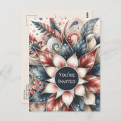 Rot-Blau-Party Einladung Postkarte (Vorne/Hinten)