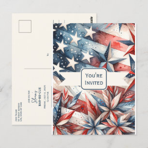 Rot-Blau-Party Einladung Postkarte