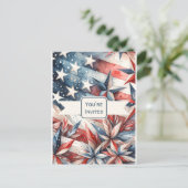 Rot-Blau-Party Einladung Postkarte (Stehend Vorderseite)