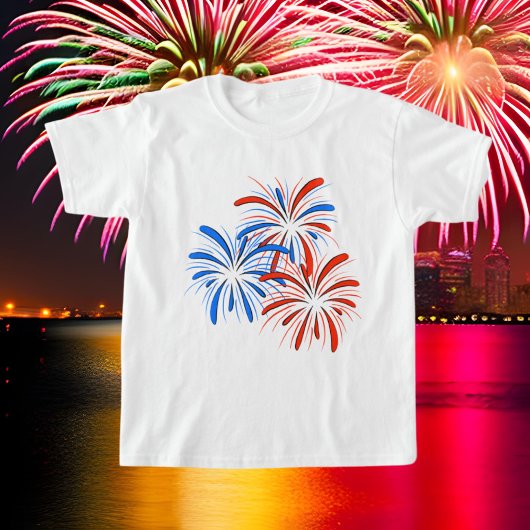 Rot-Blau Patriotische Feuerwerk Juli 4. Juli T-Shirt