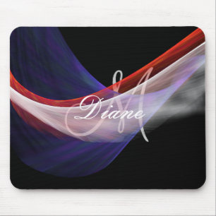 Rot-Blau-patriotische Monogramm Mousepad