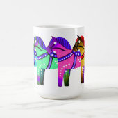 Rot/blau/rosa/grün Nordisches Folklopferd Dala Kaffeetasse (Mittel)