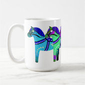 Rot/blau/rosa/grün Nordisches Folklopferd Dala Kaffeetasse (Links)