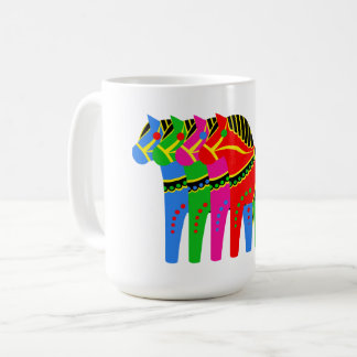 Rot/blau/rosa/grün Nordisches Folklopferd Dala Kaffeetasse