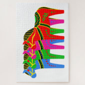 Rot/blau/rosa/grün Nordisches Folklopferd Dala Puzzle (Vertikal)