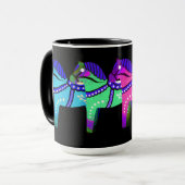 Rot/blau/rosa/grün Nordisches Folklopferd Dala Tasse (Vorderseite Links)