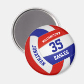 Rot-Blau-Schulfarben-Mannschaftsname Volleyball Magnet (Vorderseite/Rückseite)