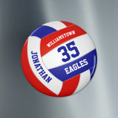 Rot-Blau-Schulfarben-Mannschaftsname Volleyball Magnet