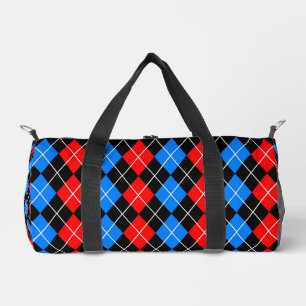 Rot Blau Schwarz Argyle Karo Design Duffle Bag