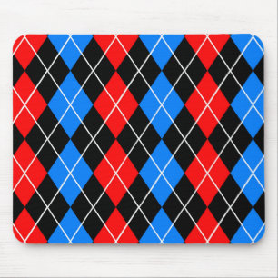 Rot Blau Schwarz Argyle Karo Design Mousepad