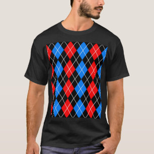 Rot Blau Schwarz Argyle Karo Design T-Shirt