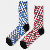 Rot Blau Schwarz Weiß Fußballmuster Socken (Linkes Detail)