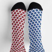 Rot Blau Schwarz Weiß Fußballmuster Socken (Oben)