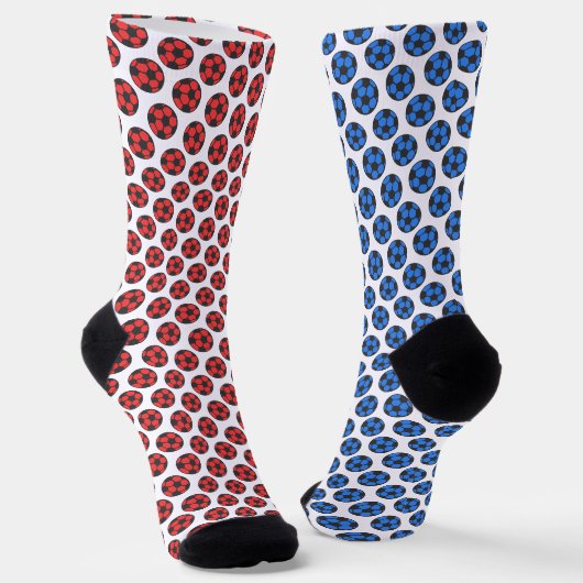 Rot Blau Schwarz Weiß Fußballmuster Socken (Gewinkelt)