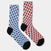 Rot Blau Schwarz Weiß Fußballmuster Socken (Rechts)