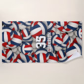 Rot-Blau-Sport endlose Volleyball-Muster Strandtuch (Vorderseite)