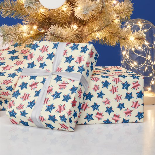 Rot Blau Stern Geschenkverpackungspapier Geschenkpapier (Feiertage)