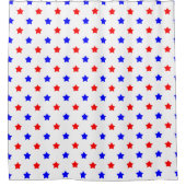 Rot-Blau-Sternenmuster weißer Hintergrund Duschvorhang (Vorderseite)