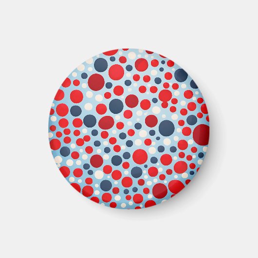 Rot Blau Tupfenmuster Magnet (Vorne)