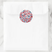 Rot Blau Tupfenmuster Runder Aufkleber (Tasche)