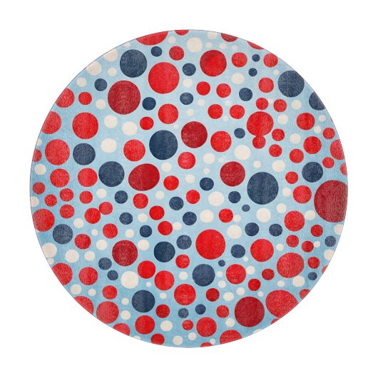 Rot Blau Tupfenmuster Schneidebrett (Vorderseite)