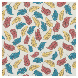 Rot, Blau und Gelb Cartoon Feathers on Cream Stoff