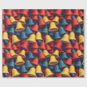 Rot, Blau und Gelb Weihnachtsglocken Geschenkpapier (Flach)
