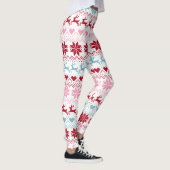 Rot, Blau und Rosa Fair Isle Print Leggings (Rechts)