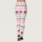 Rot, Blau und Rosa Fair Isle Print Leggings (Rückseite)